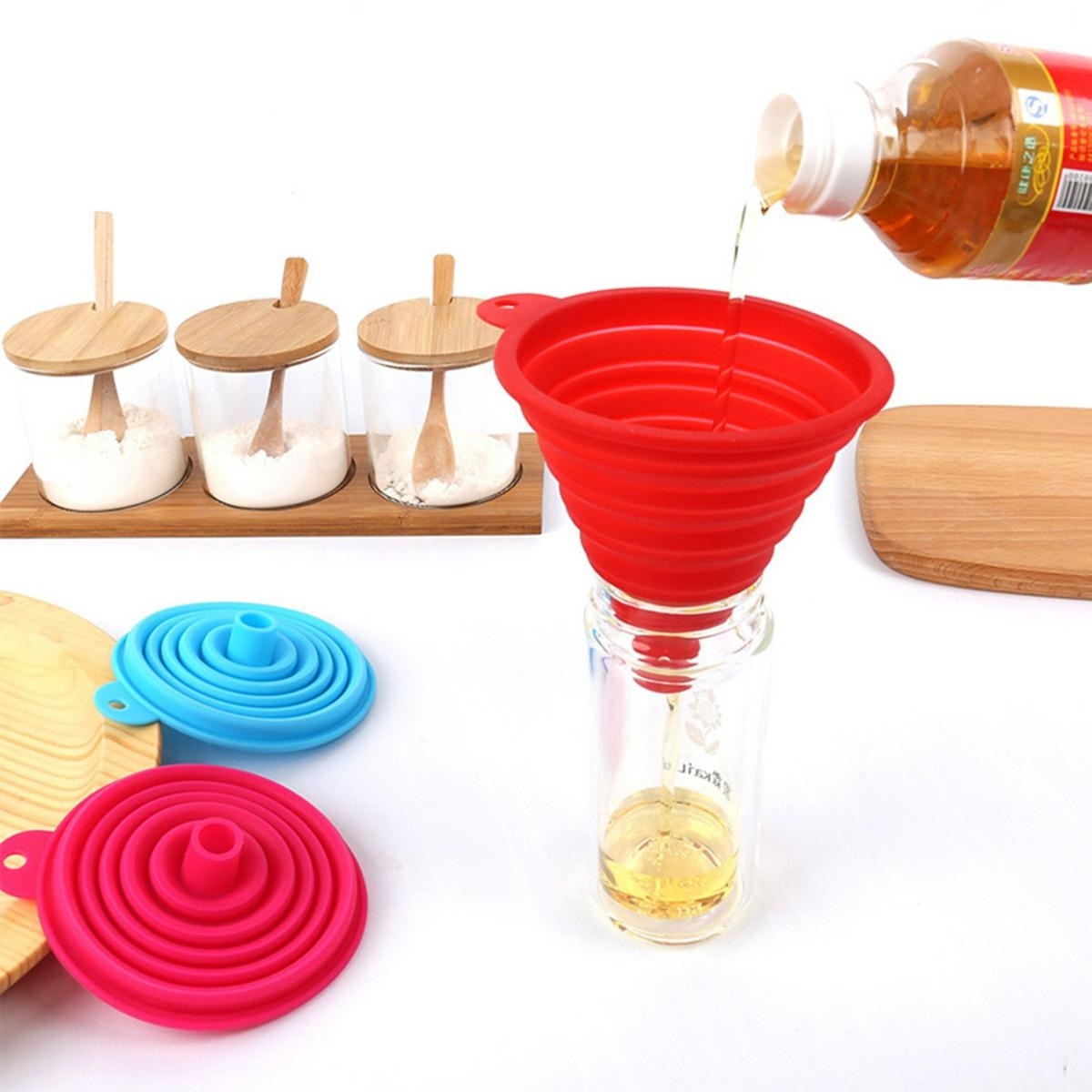 Silicone Collapsible Funnel, diameter 1 cm, Mix colors