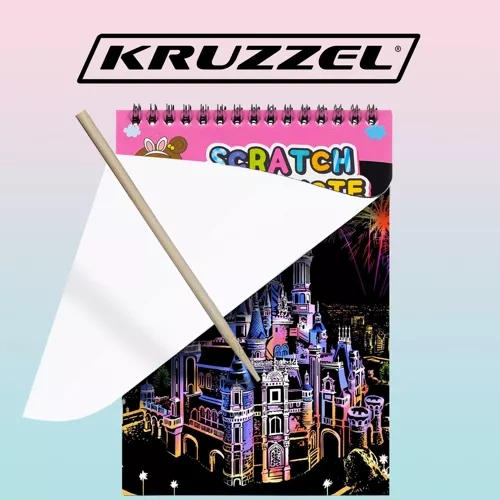 Kruzzel Scratch Art Paper Set with Wooden Stylus 10 Pages