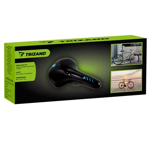 Trizand 22220 Ergonomic Bicycle Saddle with Ventilation and USB Light, Black