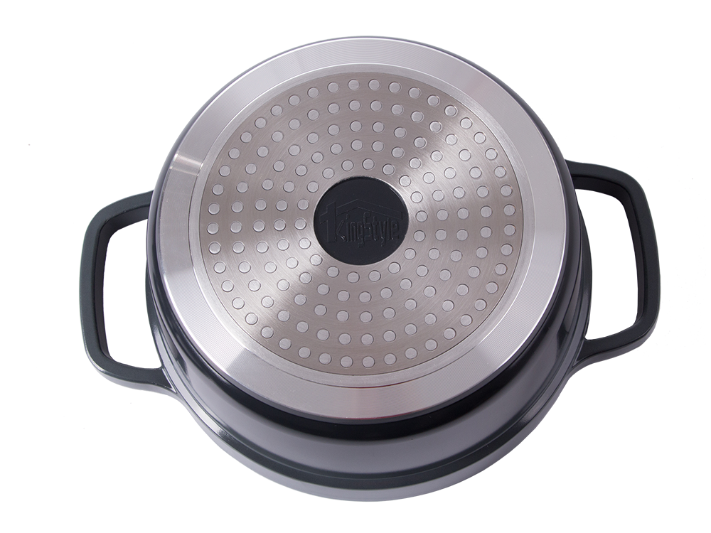 Casserole Pot with Lid 2L, Cast Aluminum, Non-Stick, Induction & Gas, Grey