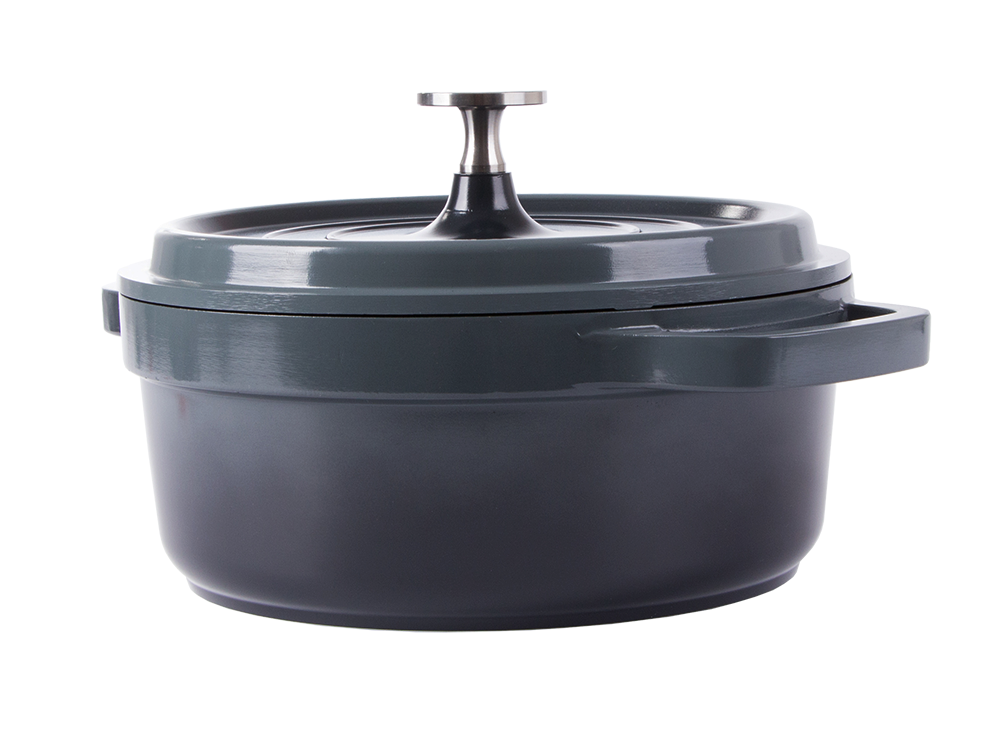 Casserole Pot with Lid 2L, Cast Aluminum, Non-Stick, Induction & Gas, Grey