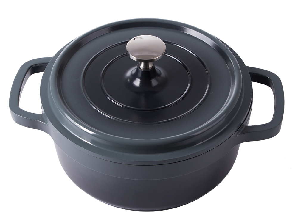 Casserole Pot with Lid 2L, Cast Aluminum, Non-Stick, Induction & Gas, Grey