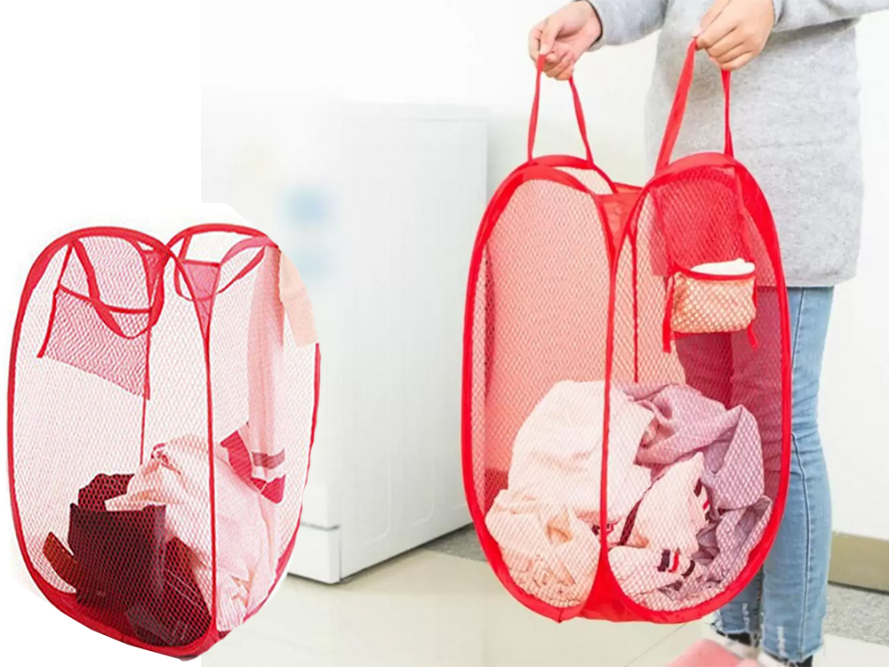 Collapsible Laundry and Toy Basket, 65L, Red