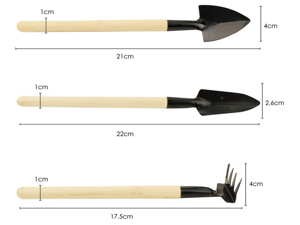 Mini Garden Tool Set 3-in-1, Trowel and Rake for Indoor Plants