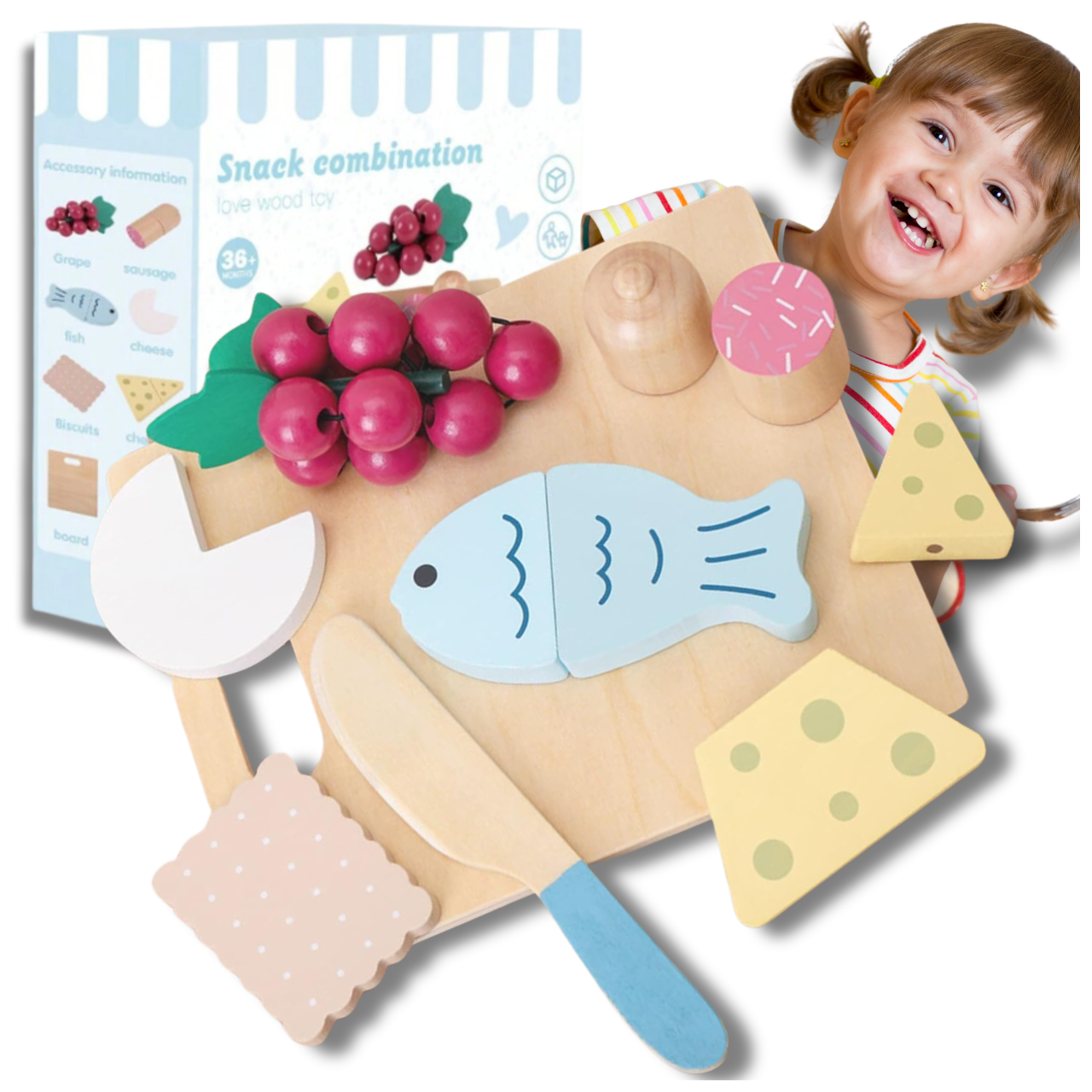 Bakalu Wooden Food Cutting Play Set for Kids