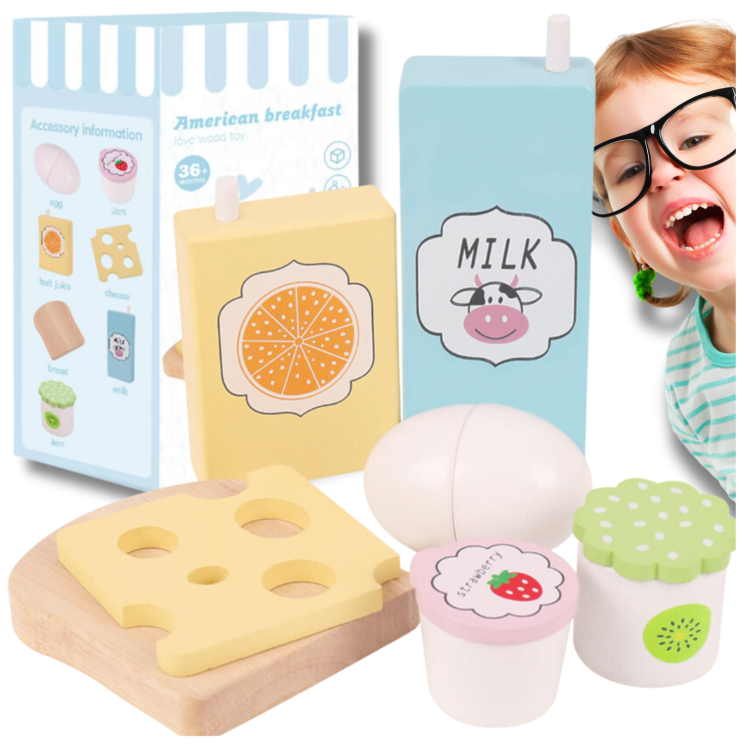 Bakalu Wooden Breakfast Play Set for Children KZ1210