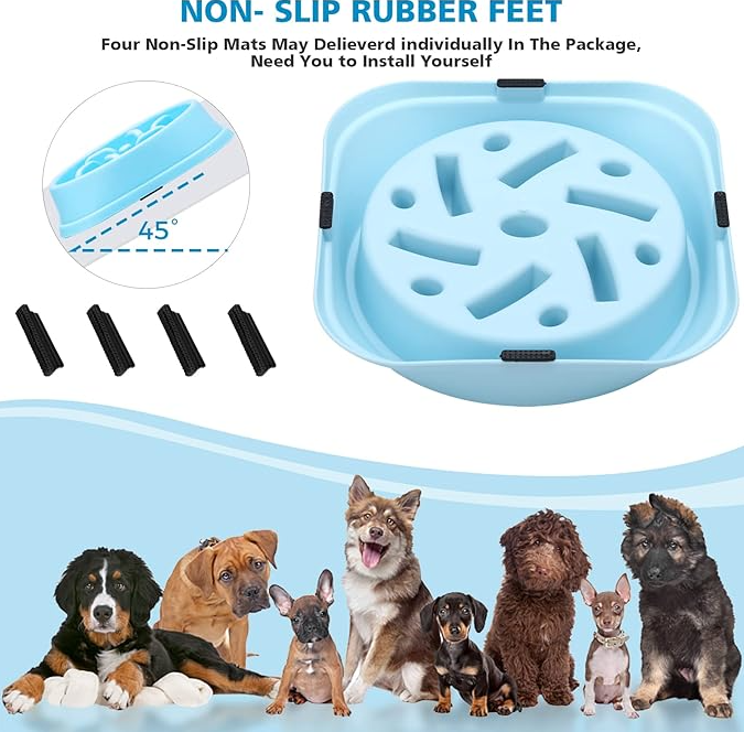 Slow-Feed Soft Silicone Puzzle Bowl for Dogs and Cats for Eating, 17,5x4,5cm
