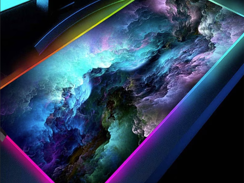 Šviečiantis RGB LED pelės kilimėlis Cosmos, 30x80 cm