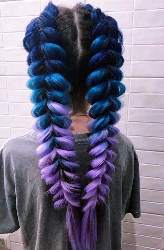 Kanekalon Synthetic Ombre Afro Braids for Hairstyles 60cm, Purple-Blue