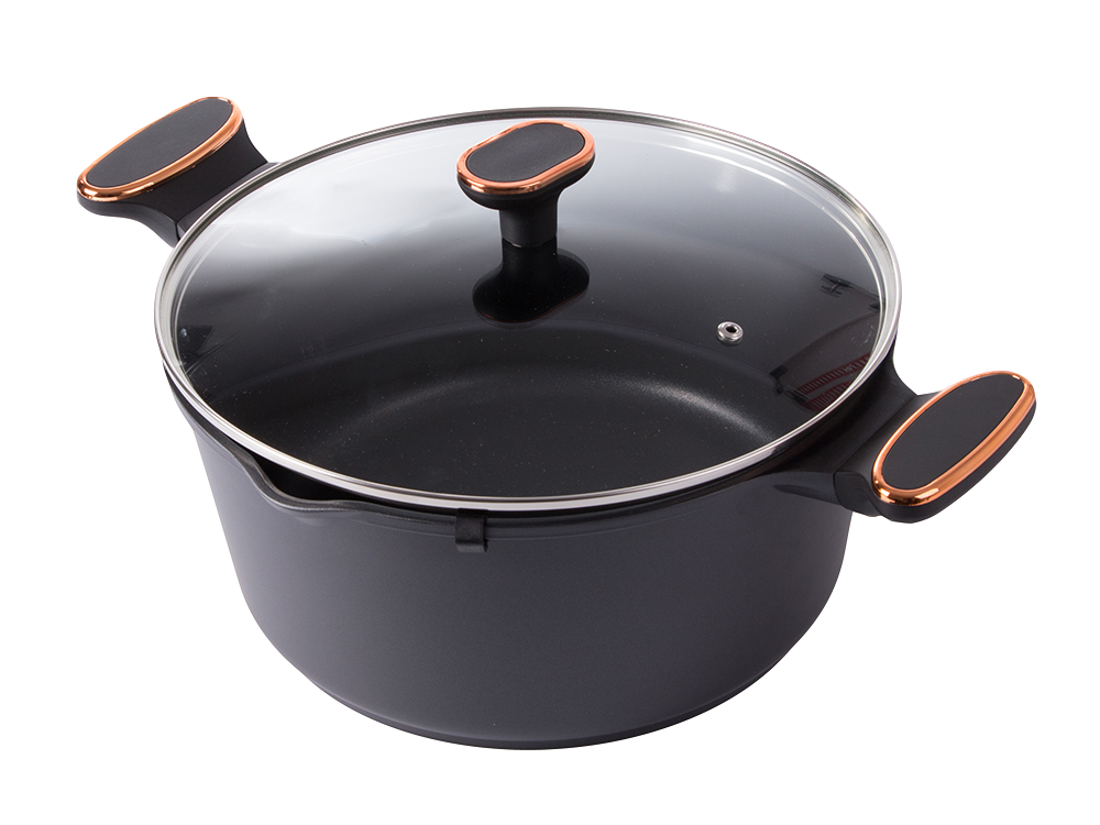 Deep Pot with Lid and Non-Stick Coating, 6.84L, Black