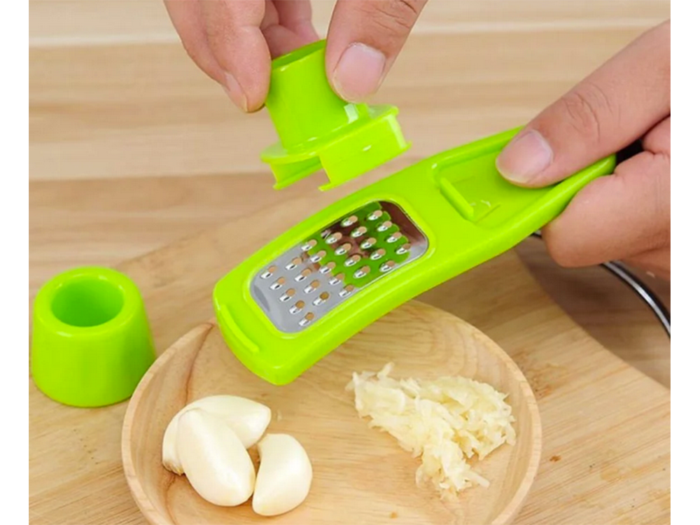 Compact Garlic and Nut Grater with Holder (Stainless Steel, 13.5 cm)