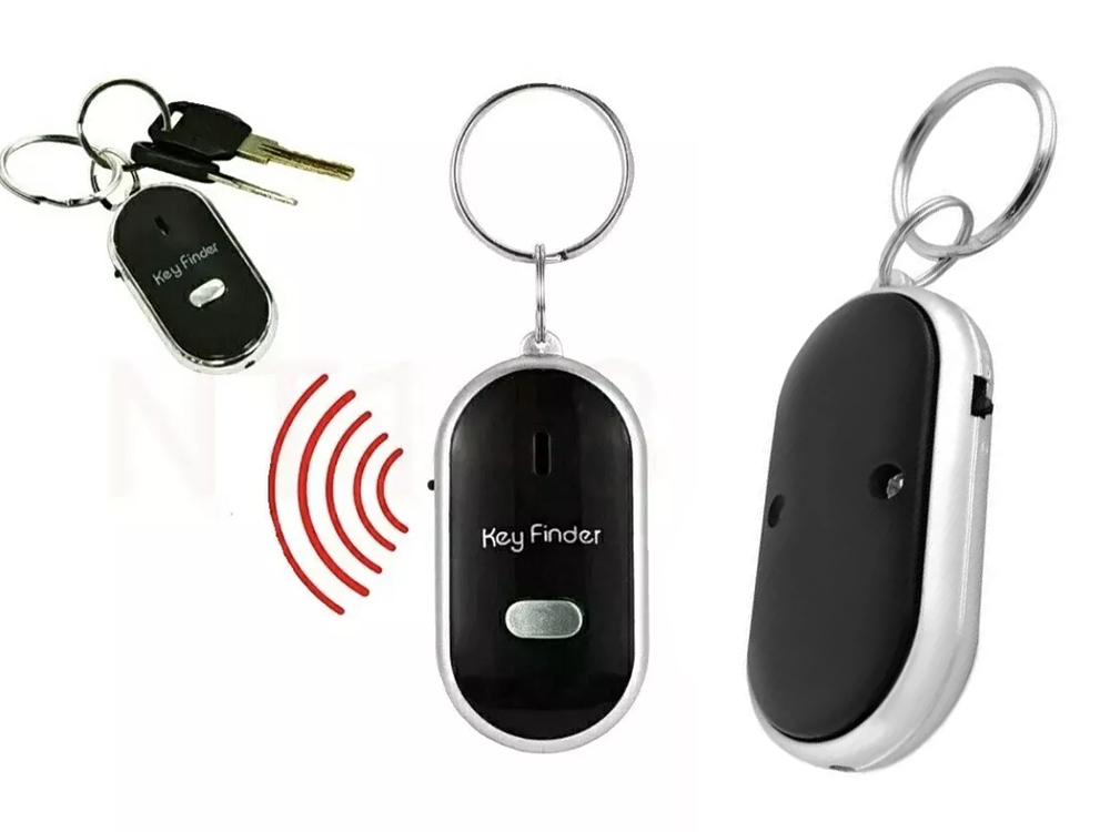 Chip Keychain Reacts to Whistle with LED Key Finder, Black