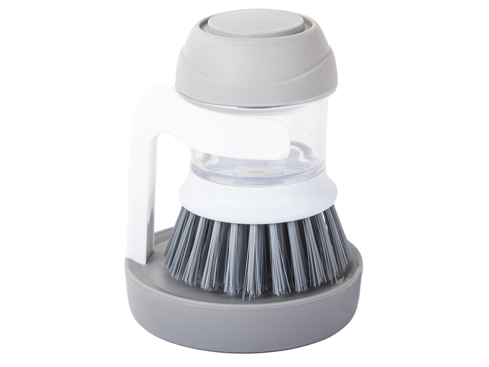Dishwashing Brush with Liquid Dispenser and Stand, Grey