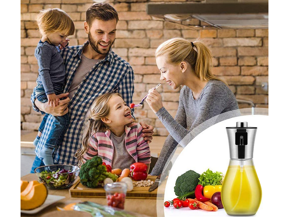 Aliejaus ir acto purkštuvas dozatorius, 200 ml, sidabrinės spalvos