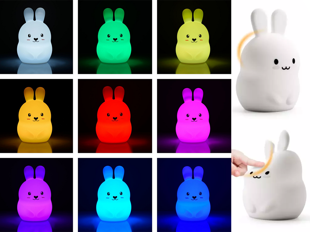 Kid\'s Silicone LED Light Night Lamp with Remote Control, Rabbit