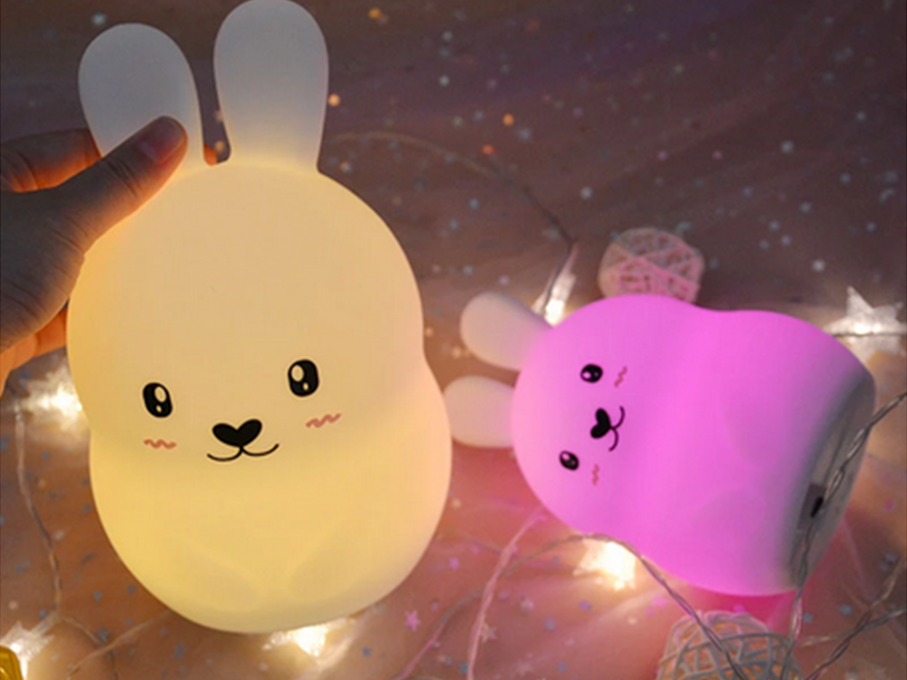 Kid\'s Silicone LED Light Night Lamp with Remote Control, Rabbit