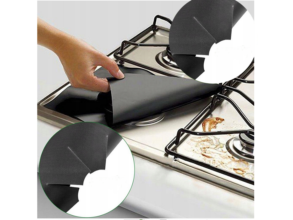 Gas Stove Burner Protective Mats Set of 4 Black
