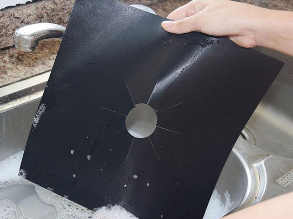 Gas Stove Burner Protective Mats Set of 4 Black